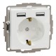 Розетка з заземленням + 2 USB тип А Білий Sedna Design (SDD111052)