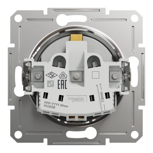 Розетка с заземлением, с защитными шторками Asfora Алюминий (EPH2900261)