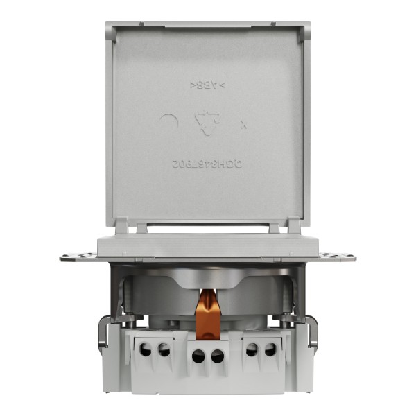 Розетка з кришкою, з заземленням Asfora Алюміній (EPH3100161)