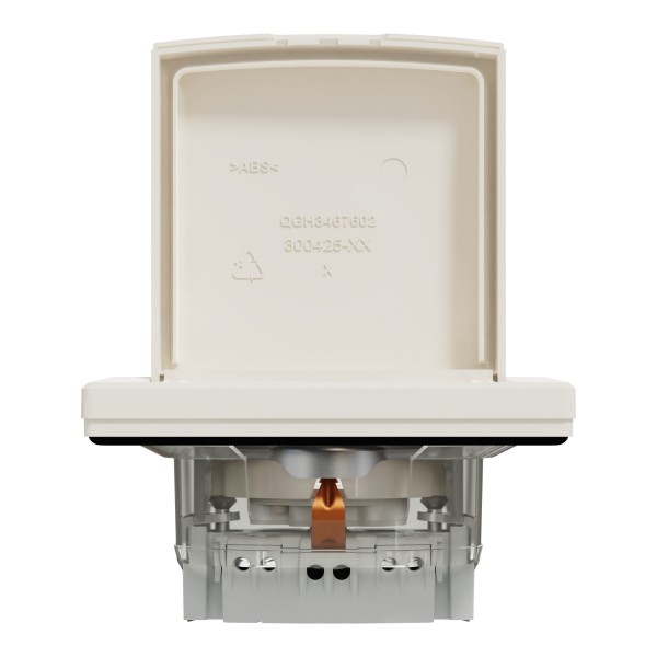 Розетка IP44 с крышкой, с заземлением, с защитными шторками, Крем Asfora (EPH3100323)