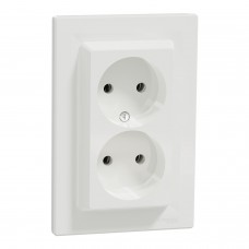 Розетка двойная без заземления Белая Asfora (EPH9700121)