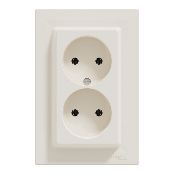 Розетка двойная без заземления Кремовая Asfora (EPH9700123)