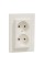 Розетка двойная без заземления Кремовая Asfora (EPH9700123)