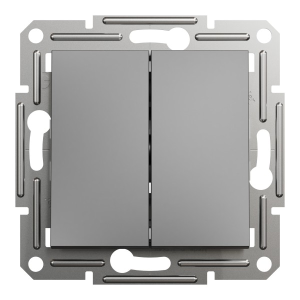 Вимикач двоклавішний самозажимний Asfora Антрацит (EPH0300171)