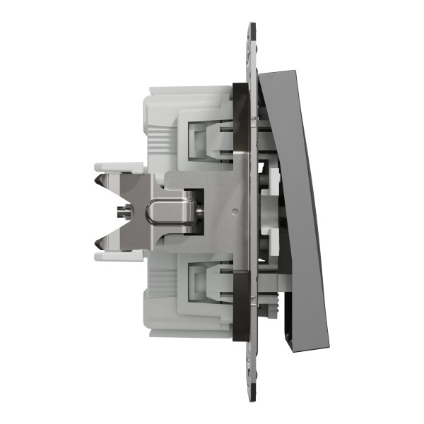 Вимикач двоклавішний самозажимний Asfora Антрацит (EPH0300171)