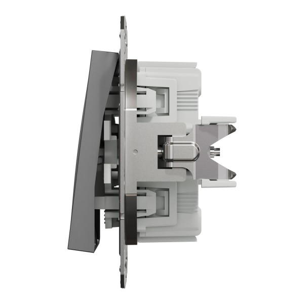 Вимикач двоклавішний самозажимний Asfora Антрацит (EPH0300171)