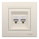 Розетка комп'ютерна RJ45 UTP категорія  5Е подвійна Крем Asfora (EPH4400123)