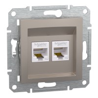 Розетка комп'ютерна RJ45 UTP категорія  5Е подвійна Asfora Бронза (EPH4400169)