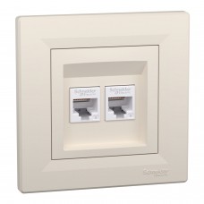 Розетка комп'ютерна RJ45 UTP категорія 6  подвійна Крем Asfora (EPH4800123)