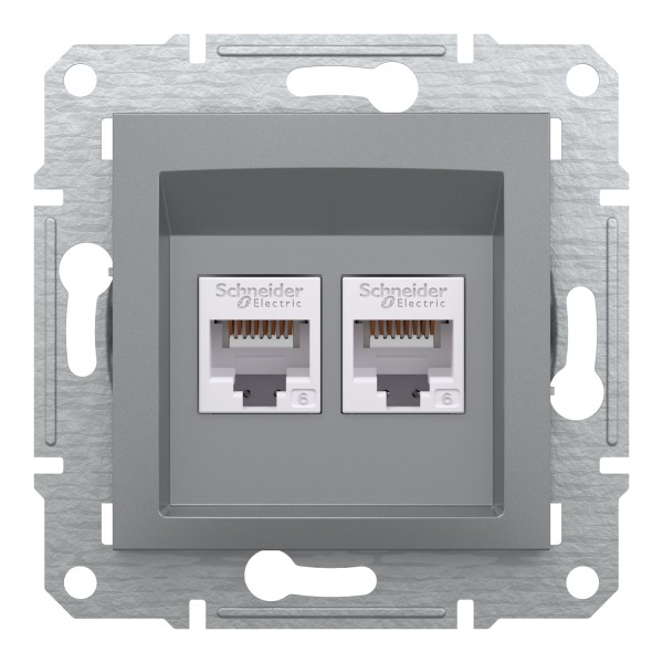 Розетка комп'ютерна RJ45 UTP категорія 6 подвійна Asfora Сталь (EPH4800162)