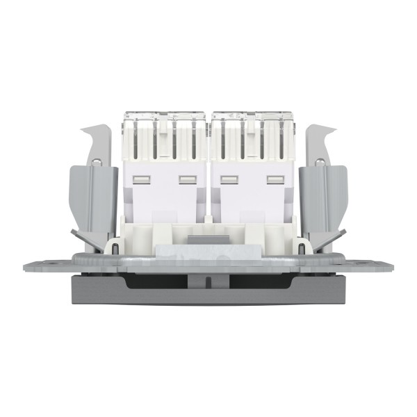 Розетка комп'ютерна RJ45 UTP категорія 6 подвійна Asfora Сталь (EPH4800162)