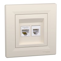 Розетка комп'ютерна RJ45 категорія  5Е І ТЕЛЕФОННА Розетка RJ12 Крем Asfora (EPH4900123)