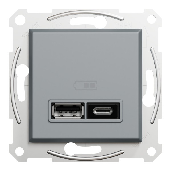 Подвійна USB зарядка 2.4 A Asfora сталь (EPH2700362)