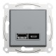 Подвійна USB зарядка 2.4 A Asfora сталь (EPH2700362)