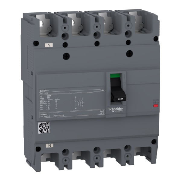Автоматический выключатель в литом корпусе EasyPact EZC250N 4P3T 25кА 250А (EZC250N4250)