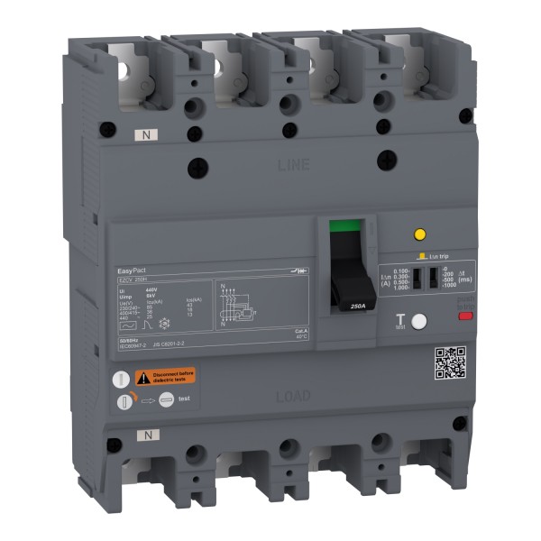 Автоматический выключатель в литом корпусе EasyPact EZCV250H 4P3T 36кА 200А (EZCV250H4200)