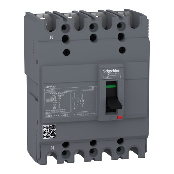 Автоматический выключатель в литом корпусе EasyPact EZC100H 4P 30кА 25А (EZC100H4025)