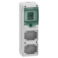 Мини щит для розетки, Mureva, 1х4 модуля, 2 отверстия 65x85мм, (Ш)98мм х(В)310мм, без клеммного блока (13176)