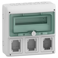 Щит для розетки, Mureva, 1х12 модулів, 3 отвори 90х100мм, (Ш)340мм х (В)335мм, без клемного блоку (13180)