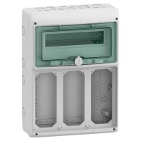 Щит для розетки с блокировкой, Mureva, 1х12 модулей, 3 отверстия 103х225мм, (Ш)340мм х(В)460мм, без клеммного блока (13187)