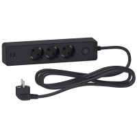 Подовжувач на 3 розетки з заземленням +2*USB чорн. 3 м (ST943U3B)
