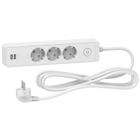 Удлинитель на 3 розетки с заземлением +2*USB белый 3 м (ST943U3W)