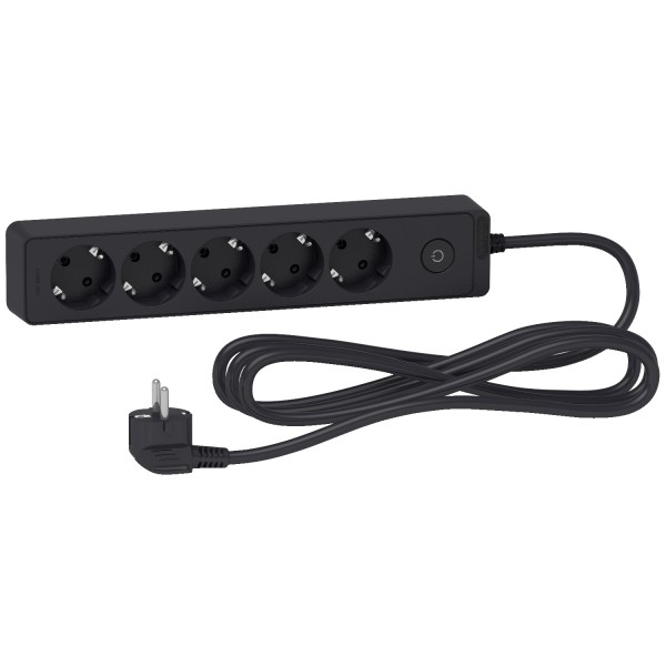 Подовжувач на 5 розеток з заземленням чорний 3 м (ST9453B)