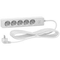 Удлинитель на 5 розеток с заземлением белый 5 м (ST9455W)