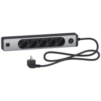 Подовжувач на 5 розеток з заземленням +2*USB алюм/чорн 1.5м (ST945U1BA)