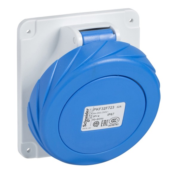 Розетка скрытая установка угловая винтовая 125А 2P+E IP67 220В (81290)
