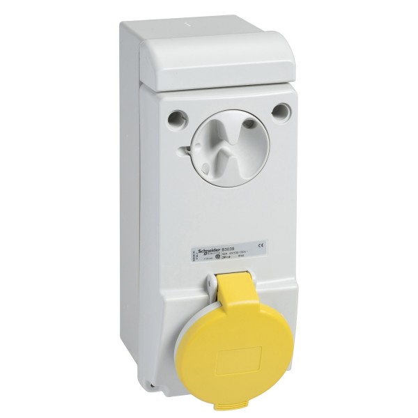 Розетка Unika с блоком - 32 A - 2P + E - 100...130 V AC - IP44 - wall (83039)