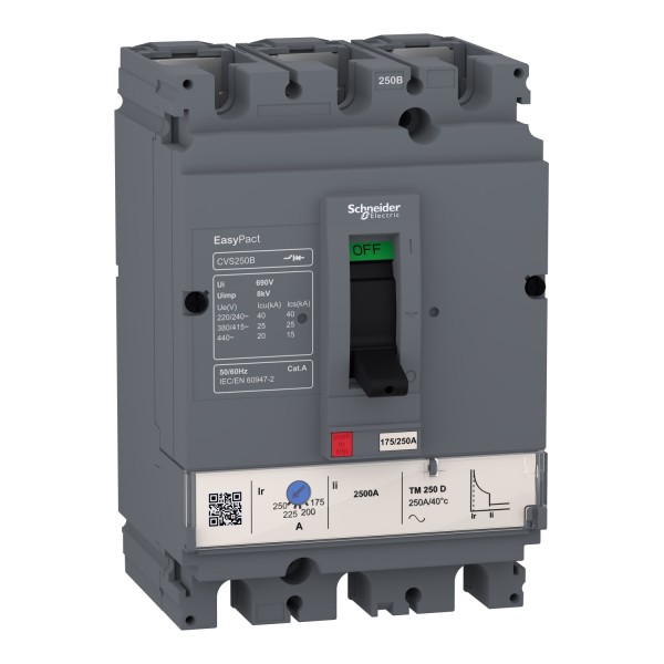 Автоматический выключатель в литом корпусе EasyPact CVS160B TM125D 3P3D (LV516302)