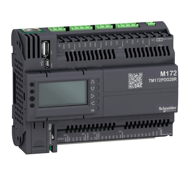 Modicon M171/M172/M173, Программируемый логический контроллер, display, 28 IO, Ethernet, Modbus (TM172PDG28R)