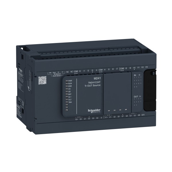 Программируемый логический контроллер M241 24 ВХ/ВЫХ ТРАНЗ 2RS485 (TM241C24T)