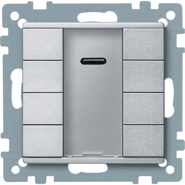 KNX кнопочный пост управления, 4 кнопки и ИК приемник, алюминий, System M (MTN627960)