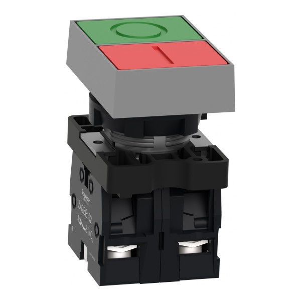 Двухголовая кнопка, Easy Harmony XA2, пластик, 22 мм, 1NO + 1NC (XA2EA7A3415)