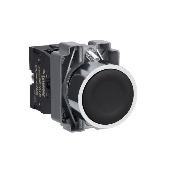 Кнопка, Easy Harmony XB2, металлическая, черная, пружинный возврат, 1NO (XB2BA21C)