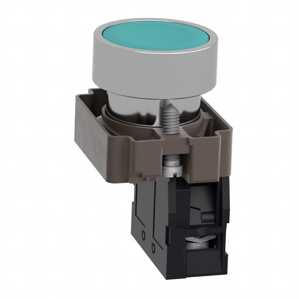 Кнопка, Easy Harmony XB2, металлическая, зеленая, пружинный возврат, 1NO (XB2BA31C)