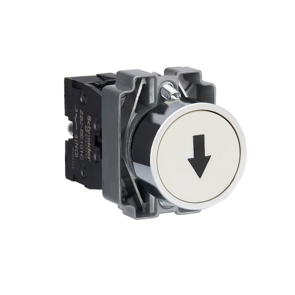 Кнопка, Easy Harmony XB2, металлическая, белая, пружинный возврат, 1NO (XB2BA3341C)
