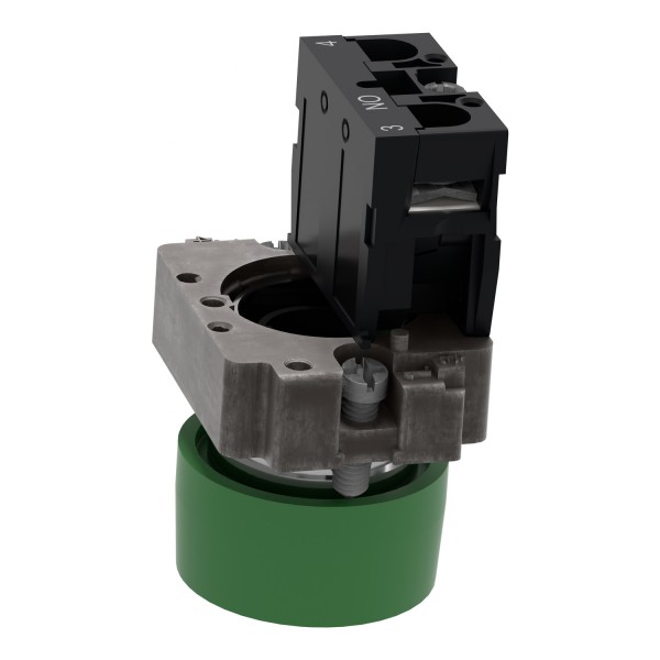 Кнопка, Easy Harmony XB2, металева, зелена, пружинне повернення, 1NO (XB2BP31C)