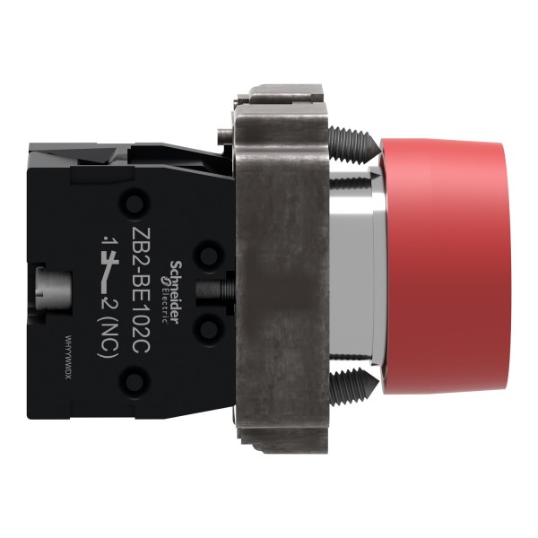 Кнопка, Easy Harmony XB2, металлическая, красная, пружинный возврат, 1NC (XB2BP42C)