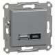 Подвійний зарядний пристрій USB, Asfora, тип A+C, 21 Вт, механізм з супортом, сталь (EPH2700562)