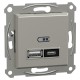 Подвійний зарядний пристрій USB, Asfora, тип A+C, 21 Вт, механізм з супортом, бронза (EPH2700569)