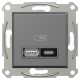 Двойное зарядное устройство для USB, Asfora, тип A+C, 21 Вт, механизм с суппортом, антрацит (EPH2700571)