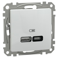 USB розетка, Sedna Design & Elements, тип A+C, 3 A, 21 Вт, білий (SDD111405)