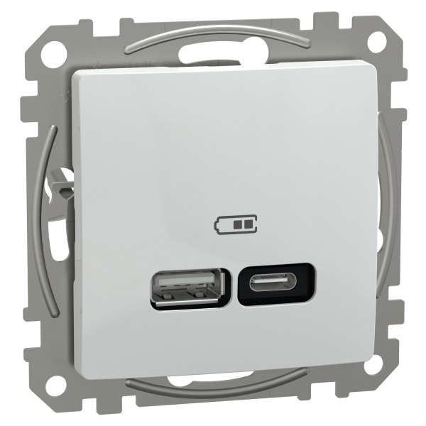 USB розетка, Sedna Design & Elements, тип A+C, 3 A, 21 Вт, білий (SDD111405)