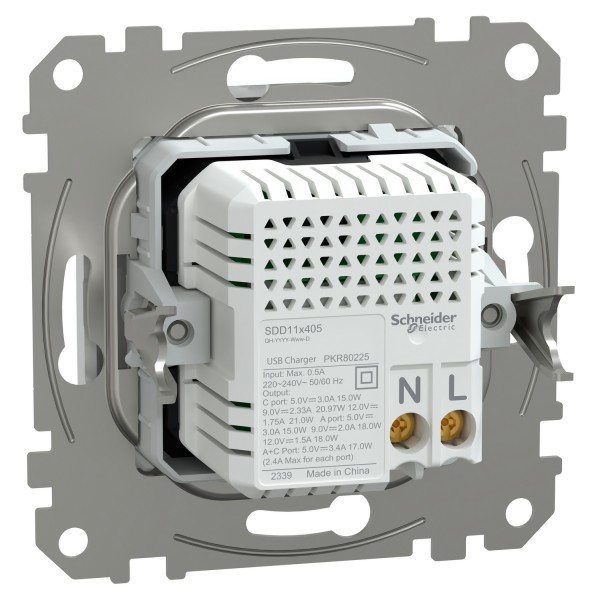USB розетка, Sedna Design & Elements, тип A+C, 3 A, 21 Вт, білий (SDD111405)