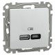 USB розетка, Sedna Design & Elements, тип A+C, 3 A, 21 Вт, білий (SDD111405)