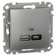 USB розетка, Sedna Design & Elements, тип A+C, 3A, 21 Вт, алюминий (SDD113405)