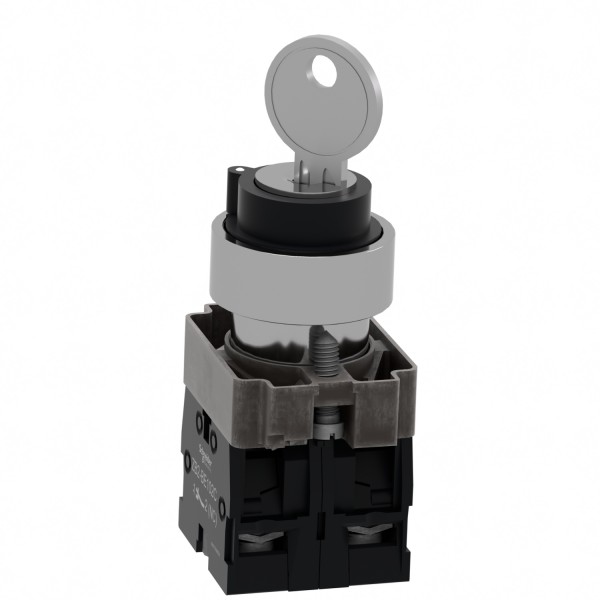 Ключевой переключатель, Easy Harmony XB2, металл, черный, 22 мм, 2 положения, с фиксацией, 2 стороны выдвижные, 1NO+1NC (XB2BG45C)